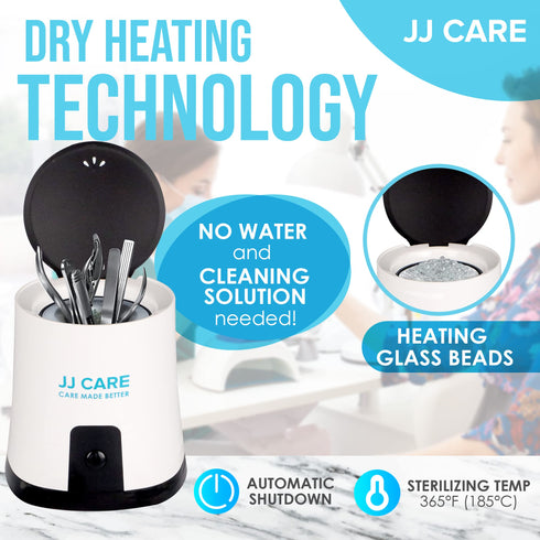 JJ CARE Nail Tool Sterilizer with Glass Beads | Implement Tweezer Disinfectant Container | Salon & Manicure Disinfectant Jar